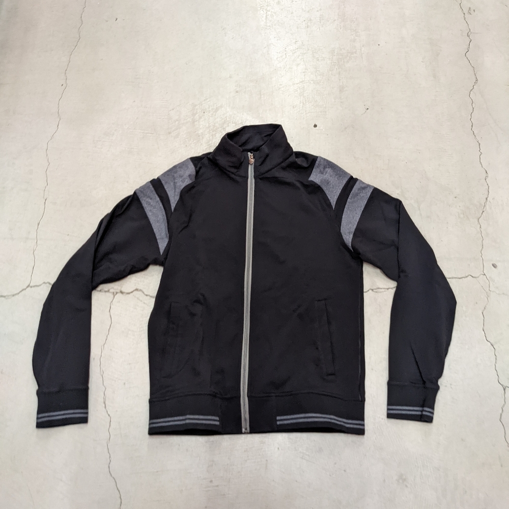 Lululemon Mens Jacket, Black with Grey Stripe, Large Great Condition
